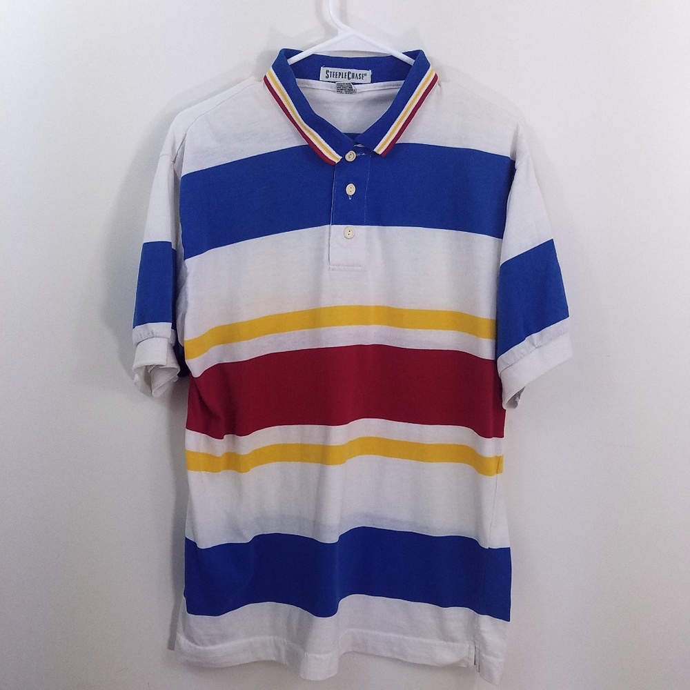 Vintage Striped Steeplechase Polo Large L